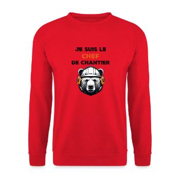 Je suis le chef de chantier ours - Sweat-shirt Unisexe - rouge - Devant - Alina (178cm) & Michal (187cm)