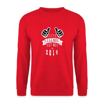 Légende 2014 Authentic 2014 Vintage Bursdag - Sweat-shirt Unisexe - rouge - Devant - Alina (178cm) & Michal (187cm)