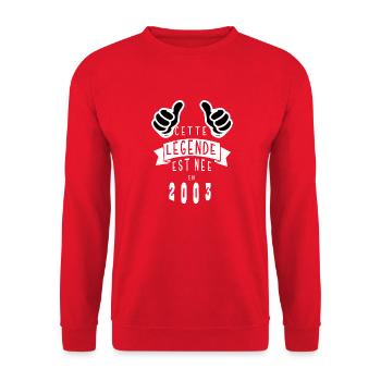Légende 2003 Authentic 2003 Vintage Bursdag - Sweat-shirt Unisexe - rouge - Devant - Alina (178cm) & Michal (187cm)