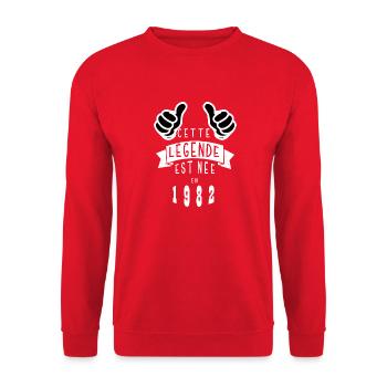 Légende 1982 Authentic 1982 Vintage Bursdag - Sweat-shirt Unisexe - rouge - Devant - Alina (178cm) & Michal (187cm)