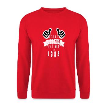 Légende 1985 Authentic 1985 Vintage Bursdag - Sweat-shirt Unisexe - rouge - Devant - Alina (178cm) & Michal (187cm)