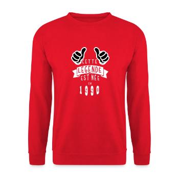 Légende 1990 Authentic 1990 Vintage Bursdag - Sweat-shirt Unisexe - rouge - Devant - Alina (178cm) & Michal (187cm)