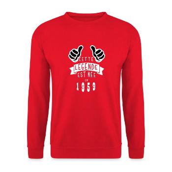 Légende 1959 Authentic 1959 Vintage Bursdag - Sweat-shirt Unisexe - rouge - Devant - Alina (178cm) & Michal (187cm)