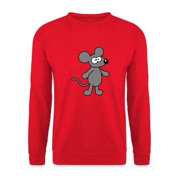 Maus Mäuschen Süße Kleine Ratte Nager Lustig Comic - Unisex Pullover - Rot - Vorne - Alina (178cm) & Michal (187cm)