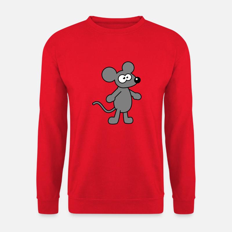 Maus Mäuschen Süße Kleine Ratte Nager Lustig Comic - Unisex Pullover - Rot