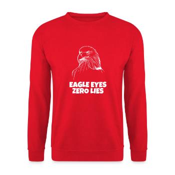 Eagle Eyes, Zero Lies - Unisex Sweatshirt - red - Front - Alina (178cm) & Michal (187cm)