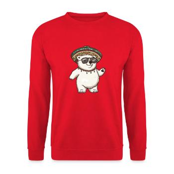 Polar Bear Funny Sombrero - Unisex Sweatshirt - red - Front - Alina (178cm) & Michal (187cm)