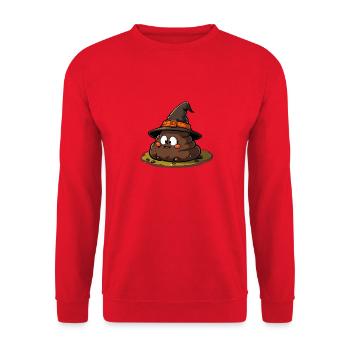 Drôle de tas de caca d’Halloween avec chapeau de sorcière. - Sweat-shirt Unisexe - rouge - Devant - Alina (178cm) & Michal (187cm)