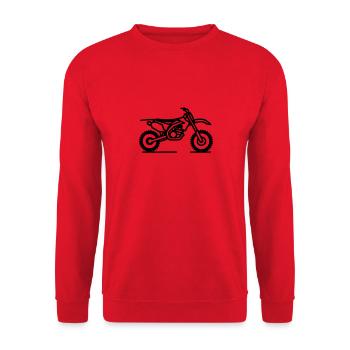 Minimalistische Motocross-Bike-Silhouette - schwarz - Unisex Pullover - Rot - Vorne - Alina (178cm) & Michal (187cm)