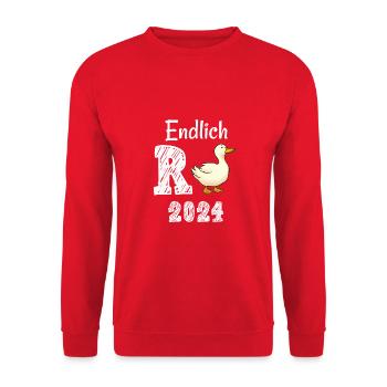 Rente 2024 mit Ente Rentner Ruhestand | R Ente - Unisex Pullover - Rot - Vorne - Alina (178cm) & Michal (187cm)