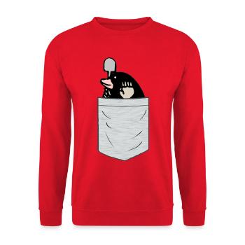 Poche de poitrine pour taupe - Sweat-shirt Unisexe - rouge - Devant - Alina (178cm) & Michal (187cm)