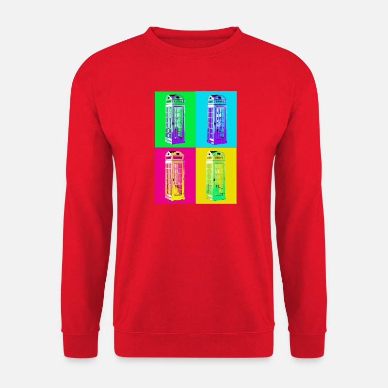 Cabine téléphonique Pop Art multicolore - Sweat-shirt Unisexe - rouge