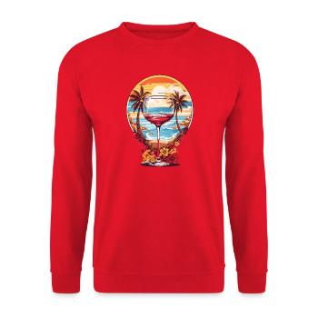 Strand Weinglas - Unisex Pullover - Rot - Vorne - Alina (178cm) & Michal (187cm)