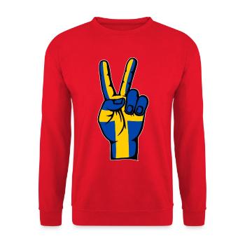 Sweden Flag Peace Victory Symbol - Unisex Sweatshirt - red - Front - Alina (178cm) & Michal (187cm)