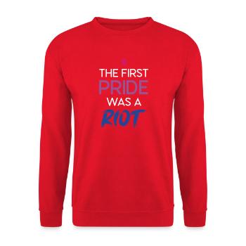 LGBT Pride Month - The First Pride Was a Riot - Unisex Sweatshirt - red - Front - Alina (178cm) & Michal (187cm)