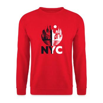 NYC Skyline: The City That Never Sleeps, New York - Unisex Sweatshirt - red - Front - Alina (178cm) & Michal (187cm)