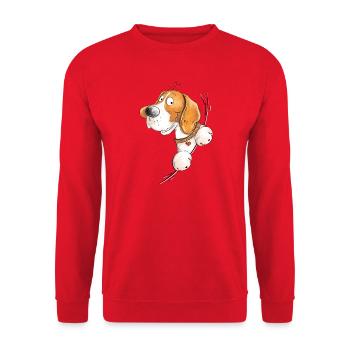 Beagle Love I Hunderasse Comic I Hund - Unisex Pullover - Rot - Vorne - Alina (178cm) & Michal (187cm)