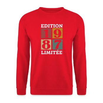 Limitierte Auflage 1987 geboren 1987 - Unisex Pullover - Rot - Vorne - Alina (178cm) & Michal (187cm)