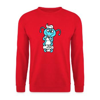 Caterpillar baby rattle diaper pacifier child born - Unisex Sweatshirt - red - Front - Alina (178cm) & Michal (187cm)