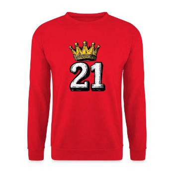 21 Nombre Couronne - Sweat-shirt Unisexe - rouge - Devant - Alina (178cm) & Michal (187cm)