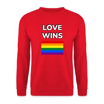 Liebe gewinnt LGBT-Flagge - Unisex Pullover - Rot - Vorne - Alina (178cm) & Michal (187cm)
