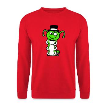 Mr. Caterpillar Top Hat Monocle Bow Tie Gentleman Empire - Unisex Sweatshirt - red - Front - Alina (178cm) & Michal (187cm)