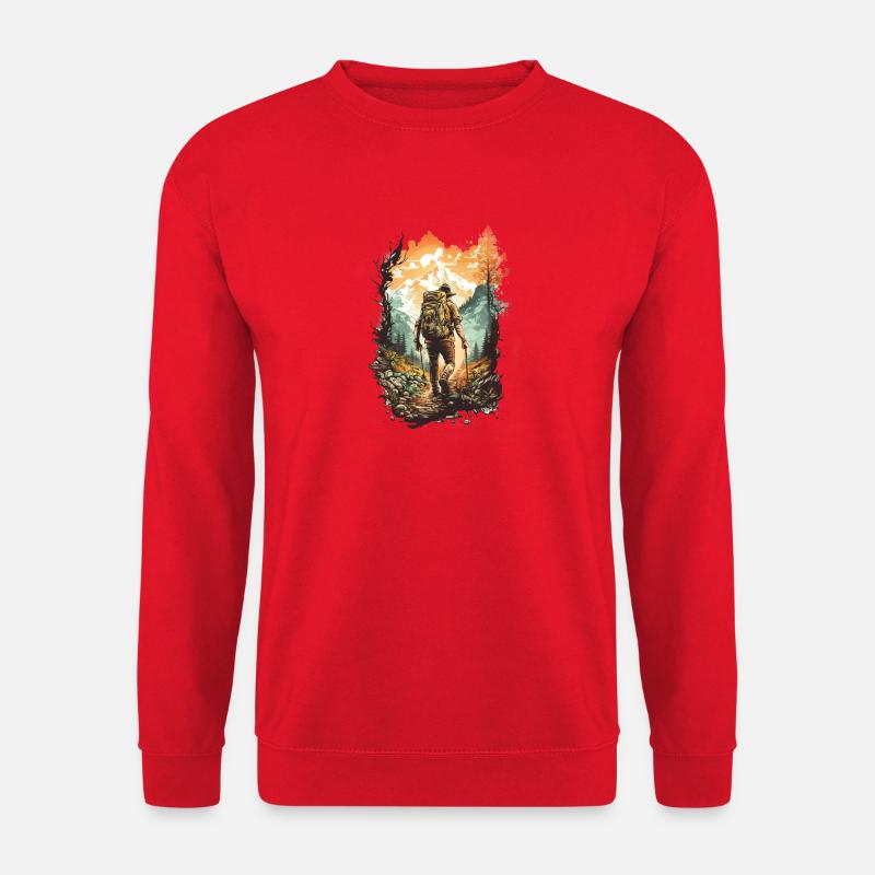 Mountain Trekker at Sunset - Unisex Sweatshirt - red