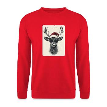 Reindeer Deer Antlers Reindeer Vintage Christmas - Unisex Sweatshirt - red - Front - Alina (178cm) & Michal (187cm)