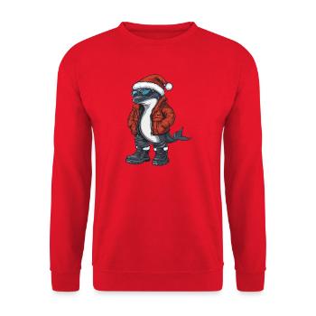 Dolphin Christmas Winter - Unisex Sweatshirt - red - Front - Alina (178cm) & Michal (187cm)