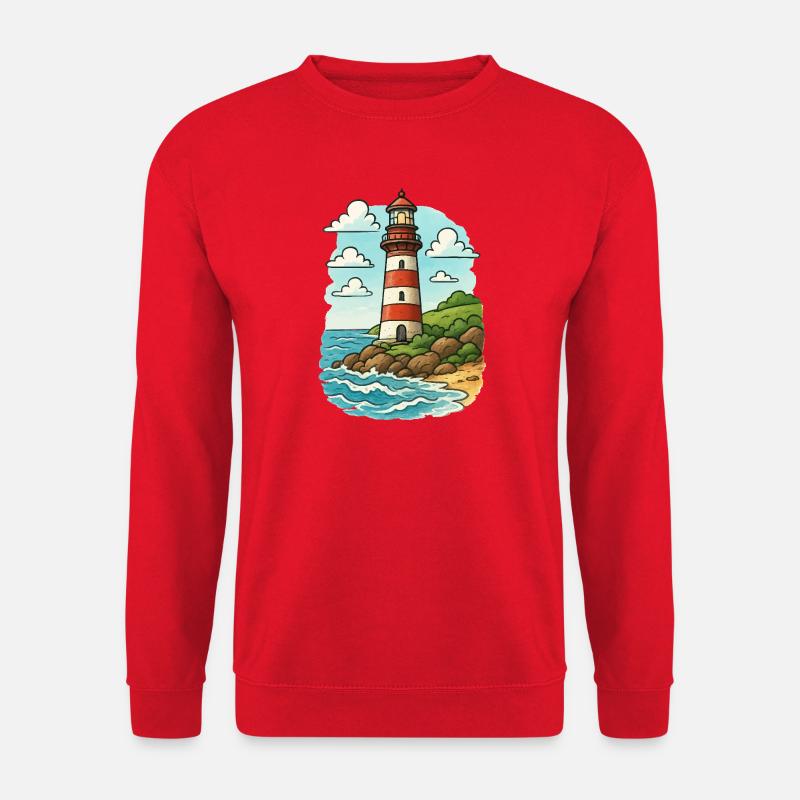 Lighthouse on the coastal path - Unisex Sweatshirt - red
