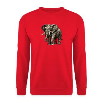 Vintage Elefant Illustration – Kraft & Natur - Unisex Pullover - Rot - Vorne - Alina (178cm) & Michal (187cm)