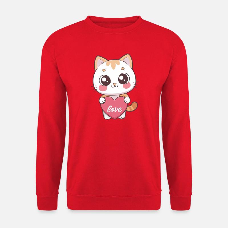 Kawaii Katzenherz-Liebe - Unisex Pullover - Rot