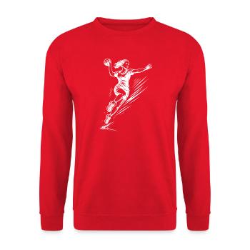 Klassisches Handball Motiv fuer Frauen - Unisex Pullover - Rot - Vorne - Alina (178cm) & Michal (187cm)