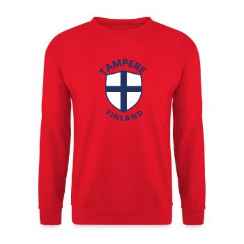 Tampere Finland Shield Crest - Unisex Sweatshirt - red - Front - Alina (178cm) & Michal (187cm)