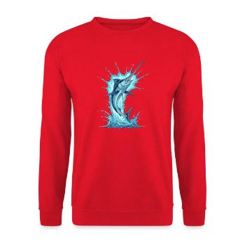 Blue Marlin Jump Art Motif - Unisex Sweatshirt - red - Front - Alina (178cm) & Michal (187cm)