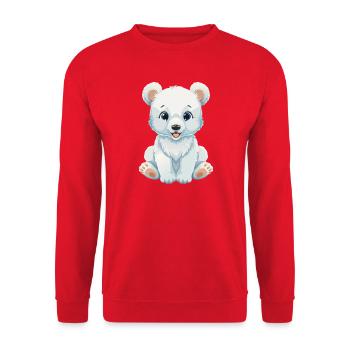 Cute Polar Bear - Unisex Pullover - Rot - Vorne - Alina (178cm) & Michal (187cm)