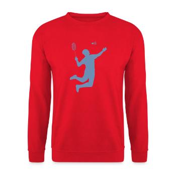 Minimalist Badminton Silhouette Design - Unisex Sweatshirt - red - Front - Alina (178cm) & Michal (187cm)