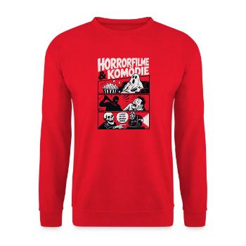Horrorfilme und Komödie Nerd - Unisex Pullover - Rot - Vorne - Alina (178cm) & Michal (187cm)