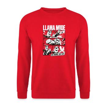 No Drama Llama Comic Vibes - Unisex Sweatshirt - red - Front - Alina (178cm) & Michal (187cm)