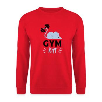 Fröhliche Minimalistische Blaue Maus - Unisex Pullover - Rot - Vorne - Alina (178cm) & Michal (187cm)