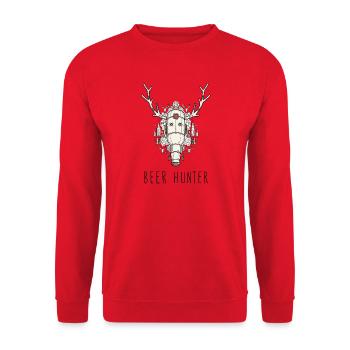 Beer Hunter Trophy – Stahlflasche - Unisex Pullover - Rot - Vorne - Alina (178cm) & Michal (187cm)