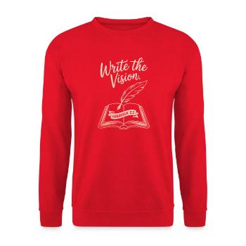 Schreib das Vision Habakkuk Tee - Unisex Pullover - Rot - Vorne - Alina (178cm) & Michal (187cm)