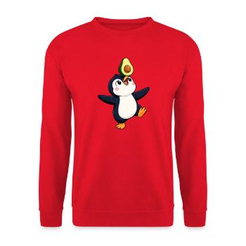 Mignons légumes d’équilibre avocat en dessin animé Pingouin - Sweat-shirt Unisexe - rouge - Devant - Alina (178cm) & Michal (187cm)