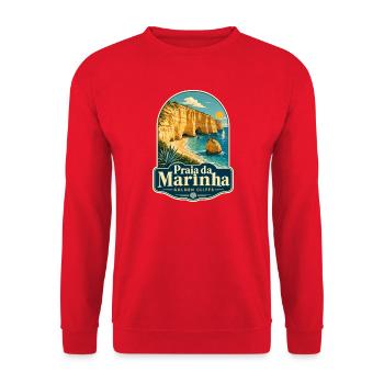 Praia da Marinha Golden Cliffs Algarve Portugal - Unisex Pullover - Rot - Vorne - Alina (178cm) & Michal (187cm)