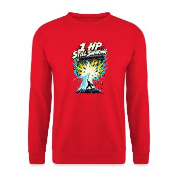 1 HP Still Swinging Artwork - Unisex Pullover - Rot - Vorne - Alina (178cm) & Michal (187cm)