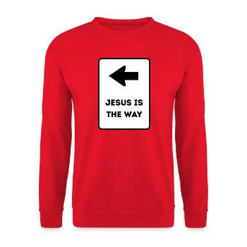 Jesus is the way - Christliches Design - Unisex Pullover - Rot - Vorne - Alina (178cm) & Michal (187cm)