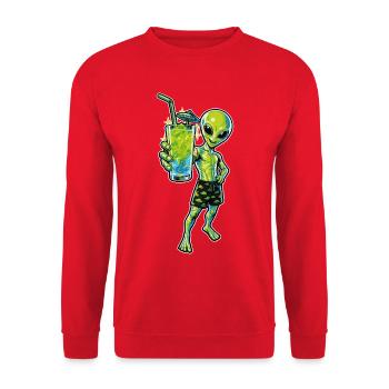 Alien Cocktail Party - Unisex Pullover - Rot - Vorne - Alina (178cm) & Michal (187cm)
