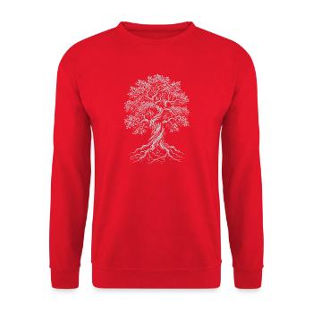 Verdrehte Eiche des Lebens - Unisex Pullover - Rot - Vorne - Alina (178cm) & Michal (187cm)