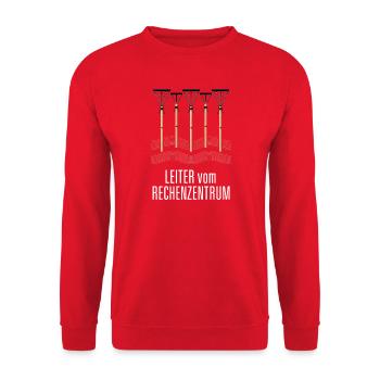 Leiter vom Rechenzentrum Gartenoutfit Gartenarbeit - Unisex Pullover - Rot - Vorne - Alina (178cm) & Michal (187cm)