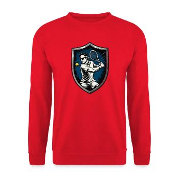 Tennis Wappen - Unisex Pullover - Rot - Vorne - Alina (178cm) & Michal (187cm)